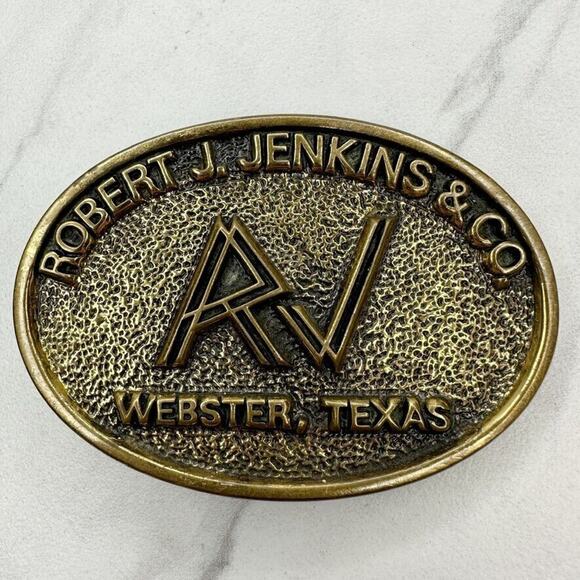 Vintage 1983 Robert J Jenkins & Co Webster Texas Belt Buckle ✨ - Picture 1 of 7